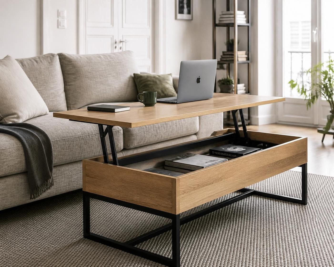 découvrez la table basse avec plateau relevable, l'alliance parfaite entre design et fonctionnalité pour un salon moderne et pratique.